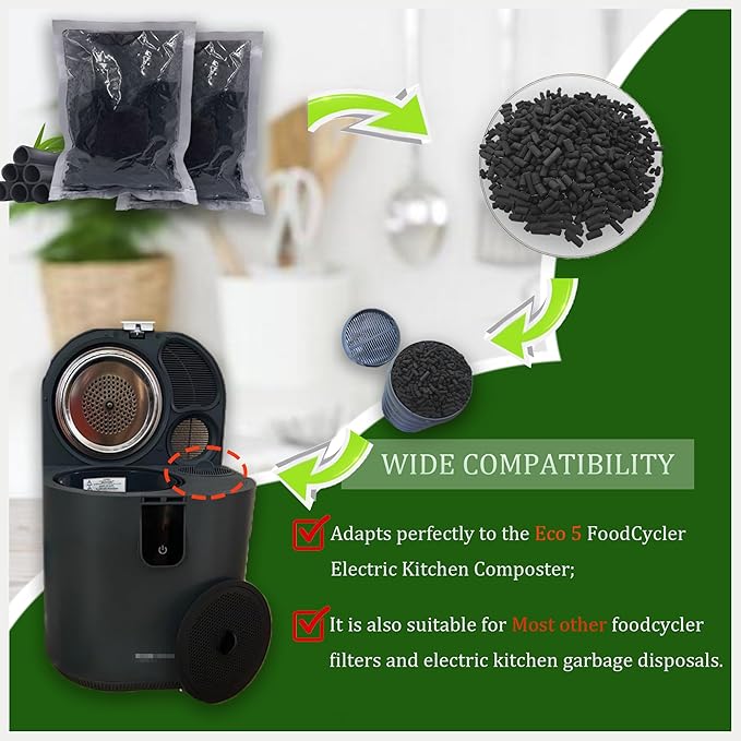 PurifyLogix 1.6 Pounds Activated Charcoal Filter Refill for FoodCycler Kitchen Waste Composters, Odor-Absorbing Replacement Carbon Compatible with Eco 5 FoodCycler Indoor Electric Composter(2PCS) - Image 2