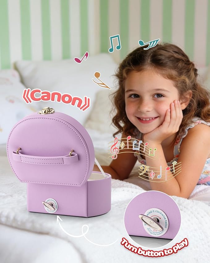 VLANDO Bithday Gifts for Girl, Musical Jewelry Box for Girls, Small Kid Music Box with Ballerina for Party Bedroom Decor, Gifts for Girls Kids - Purple - Image 7
