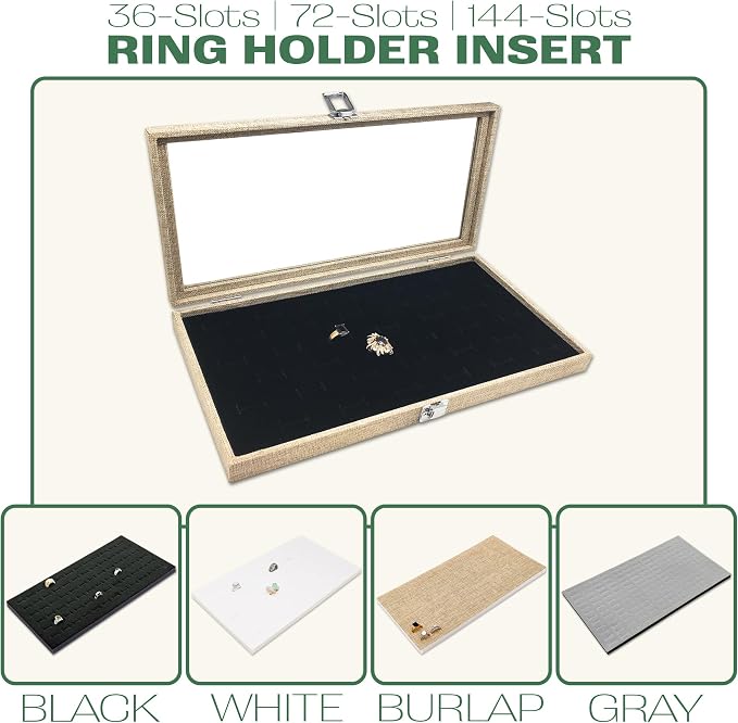 TheDisplayGuys For Your Modern Living 2-Pack 32-Compartments Flocked Velvet Jewelry Display Inserts - Tray/Case Liners - Ring Earrings Storage, (White) by The Display Guys - Image 7
