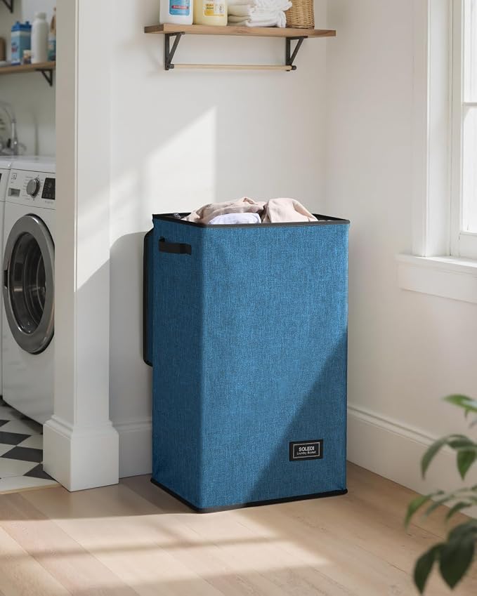 SOLEDI Laundry Hamper with Lid 90L Large & Tall Collapsible Laundry Basket, Clothes Hamper with Bag Removable Easy to Carry, Dirty Hampers for Bedroom, Bathroom, Dorm, College, Blue - Image 2
