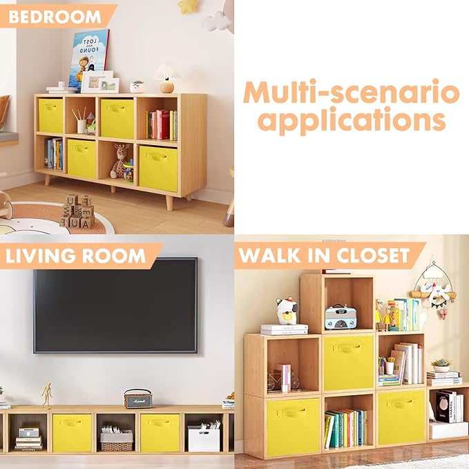ShellKingdom Storage Bins, Foldable Fabric Storage Cubes and Cloth Storage Organizer Drawer for Closet and Toys Storage, 2 Pack (Yellow) - Image 6