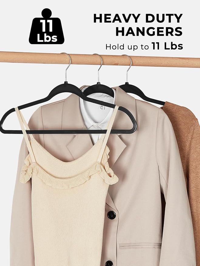Smarter Plastic Hangers 200 Pack - Thin Hangers Non-Velvet with 360° Swivel Chrome Hook & Notches, Sweater Hanger No Shoulder Bump - Ideal for Dresses, Coats, Shirt, Jacket, Sweater - Black - Image 4