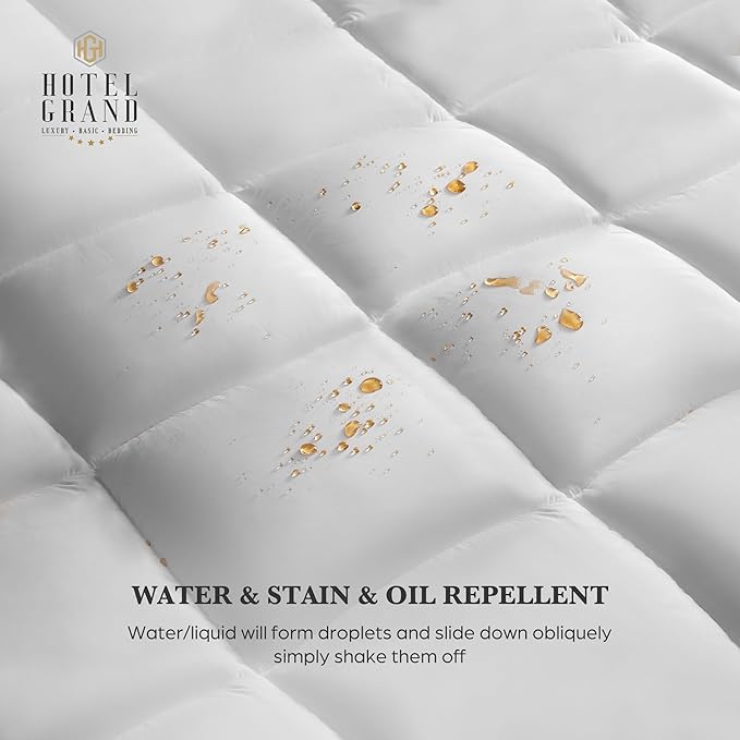 Hotel Grand Pillow Top Mattress Topper Queen Size - Waterproof Mattress Protector Quilted Fitted Mattress Pad Cover with 8-20 Inch Deep Pocket Down Alternative Fill (60x80 inch, White)