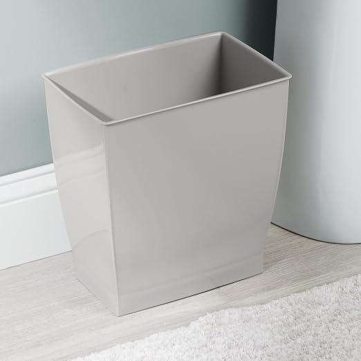 iDesign Small Plastic Bathroom Trash Can, Slim Rectangle Garbage Bin for Bedroom, Office, Dorm, 4-Pack, Gray - Image 7