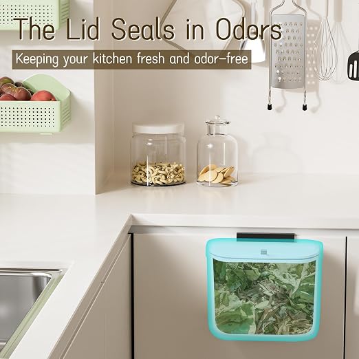 1.9 Gallon Kitchen Compost Bin Hanging Small Trash Can with Lid Under Sink Dual Installation & Triple-Seal Technology, Odorless Kitchen/Bathroom/Office Trash Can for Home, RV - Image 8