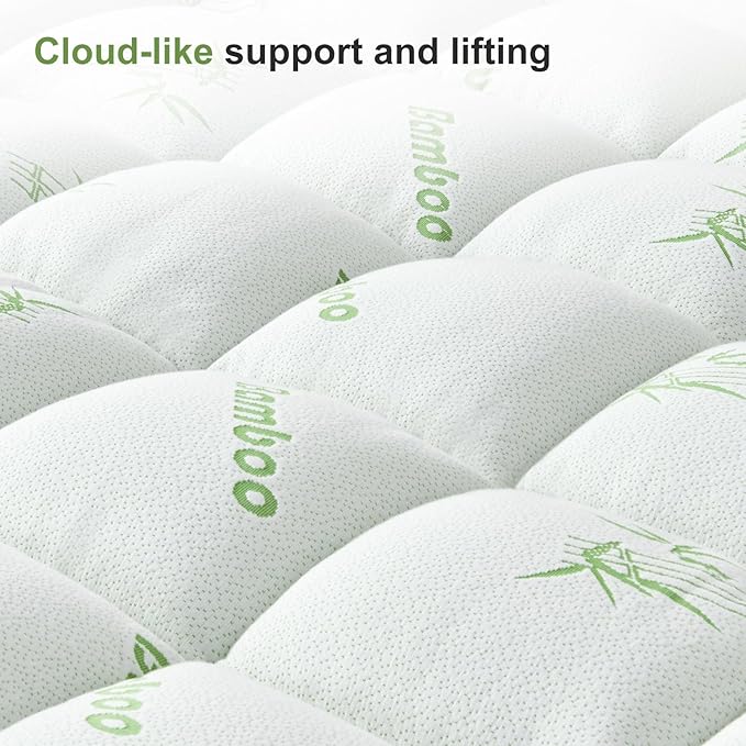 Twin XL Size Mattress Topper Viscose Derived from Bamboo, Soft Thick Pillow Top Mattress Pad Cover for Back Pain, Cooling Mattress Protector with 8-21 Inch Deep Pocket, White