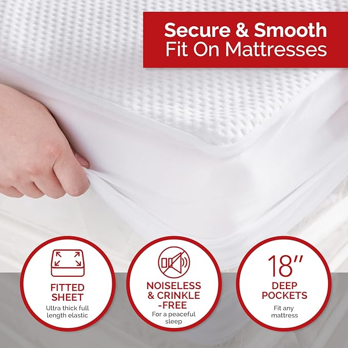 Swiss Comforts 100% Waterproof Mattress Protector Full Size - Tencel Mattress Cover | Naturally Cooling, Breathable & Noiseless | Soft Fitted Bed Sheet (Tencel, Full 54"x75")