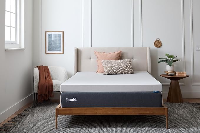 Lucid 4 Inch Bamboo Charcoal Infused Memory Foam Mattress Topper - California King Size – Moisture and Odor Control - Ventilated - Ultra Plush Feel, Pressure-Relief Bed Topper – CertiPur Certified