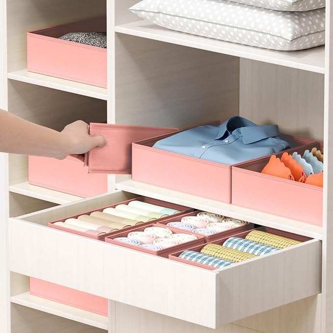 DIMJ Drawer Organizer Clothes - 18 Pack Closet Drawer Organizer Bins for Baby Clothes Storage, Fabric Dresser Organizer for Nursery Bedroom, Foldable Small Drawer Dividers for Underwear Socks - Image 4