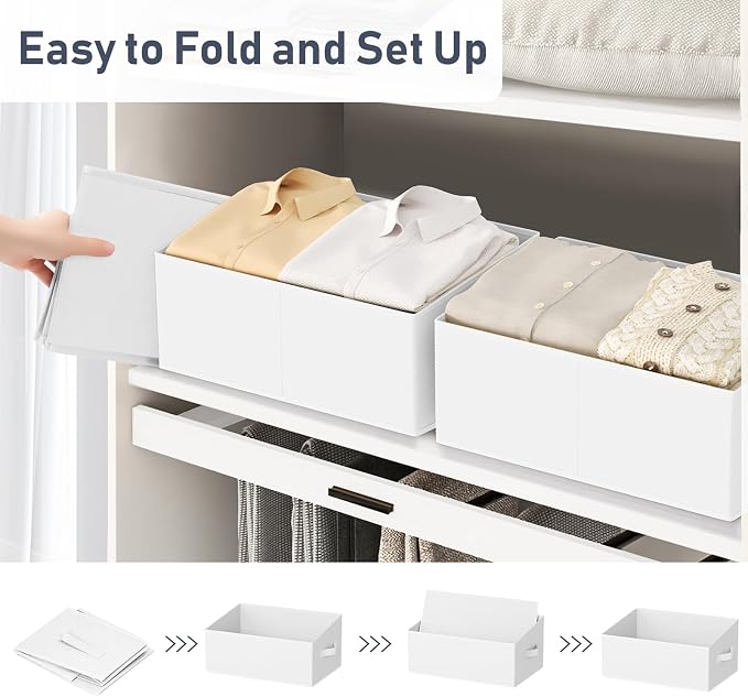 DIMJ Closet Storage Bins 8 Pack - Fabric Storage Baskets for Shelves, Large Clothes Organizers with Handles, Trapezoid Shelf Organization Storage Cubes for Purse, Toys, Books, Towel, Clothes - Image 4