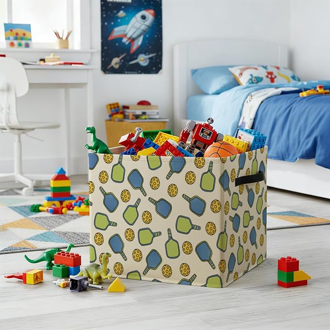 Pickleball Gifts Storage Bin Box with Handles, Gifts for Pickleball Lovers Foldable Baskets Organizer for Bedroom Bathroom Sports Room Clothes Toys Books, Toybox for Boys Girls - Image 4