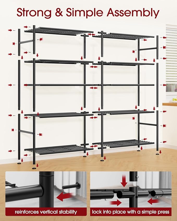 Sakugi Storage Shelves - 5-Tier Heavy Duty Garage Shelving Units with Leveling Feet & Wall Anchor, Large-Capacity Metal Shelf for Garage, Pantry, Kitchen, 59.1" x 15.7" x 69.2", Black - Image 7