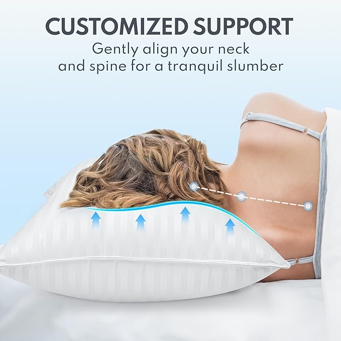 Bed Pillows King Size Set of 2 - Breathable Premium Down Alternative Cooling Pillows for Side, Back, and Stomach Sleepers Hotel Quality Fluffy Soft Microfiber Fill Skin-Friendly