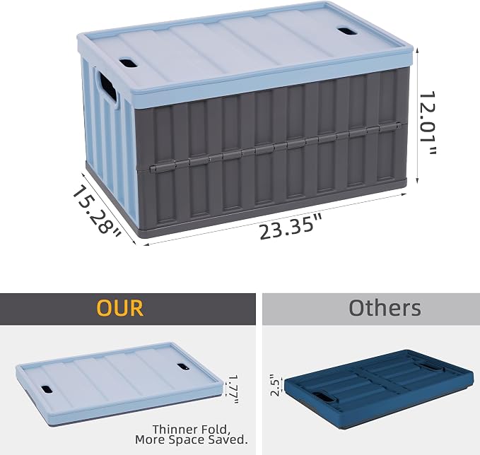 Citylife 64L Collapsible Storage Bins with Lids Plastic Storage Containers for Organizing Stackable Storage Box Large Heavy Duty Utility Crates, 2 Packs - Image 2