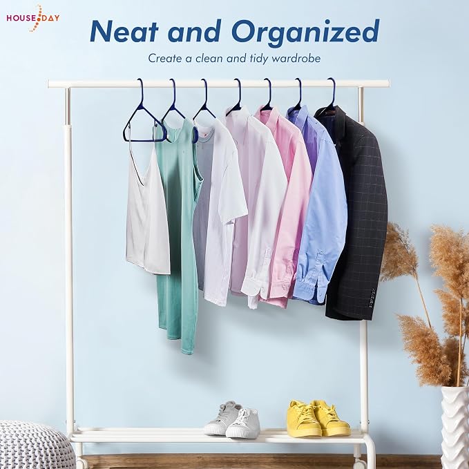HOUSE DAY Black Plastic Hangers 40 Pack, Plastic Clothes Hangers with Built-in Strap Hooks, Space Saving Slim Hanger for Closet Organizers and Storage, Durable Clothing Hanger for Shirts Blouses Tops - Image 2