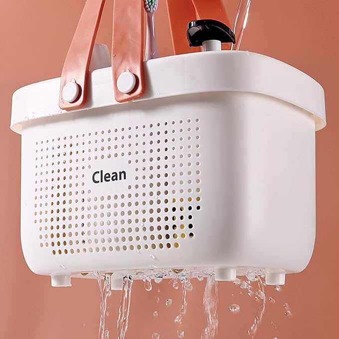 JiatuA Plastic Storage Basket with Handle Portable Shower Caddy Tote Organizer Basket Bin for Bathroom Kitchen Dorm Room Bedroom, Small White - Image 5