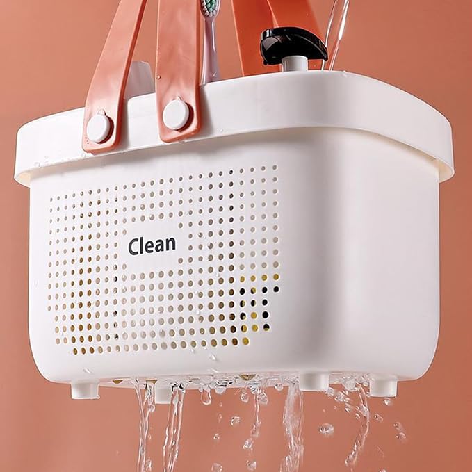 JiatuA Plastic Storage Basket with Handle Portable Shower Caddy Tote Organizer Basket Bin for Bathroom Kitchen Dorm Room Bedroom, Small Grey - Image 6