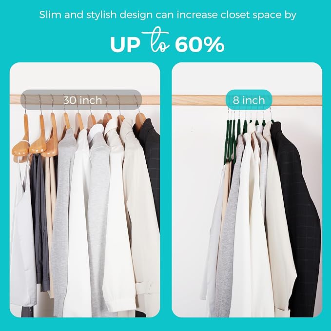 HOUSE DAY Premium Velvet Hangers 50 Pack, Non-Slip Flocked Felt Hangers, Sturdy Clothes Hanger with 360° Rotatable Hook, Heavy Duty Durable Slim Coat Hanger for Closet Space Saving(Emerald Green) - Image 6