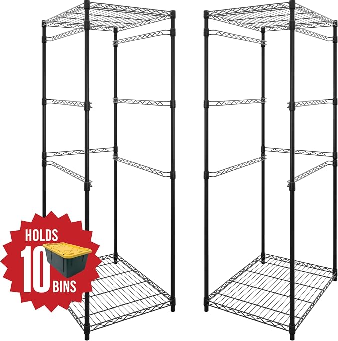 SafeRacks 2 Pack 5-Tier Steel Tote Rack - Maximize Space, Declutter, Organization, NSF Certified, Bin Storage for Garage, Pantry, Kitchen, Workspace, 5 Shelves, 31″ x 23″ x 68″, Black - Image 4