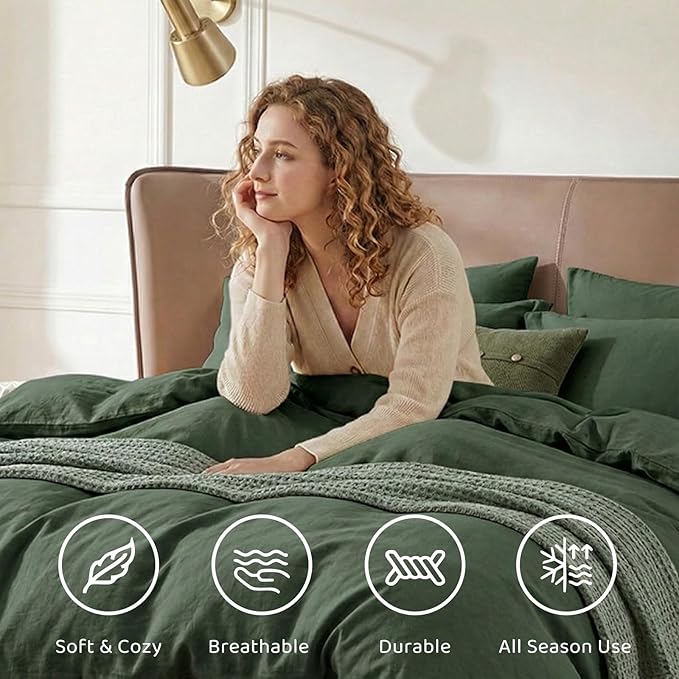 WRENSONGE Super King Plus Comforter Set - 7 Pieces Deep Green Soft Bed in a Bag Super King Plus with Fitted Sheet, Flat Sheet, 2 Pillow Shams, and 2 Pillowcases- Warm Bedding Sets for All Season