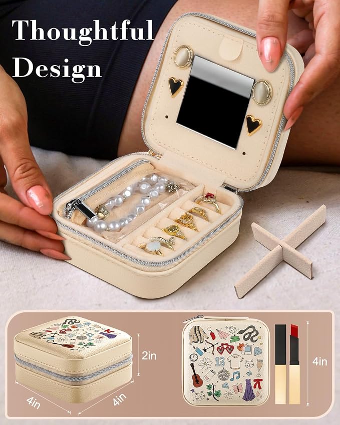 Bistup Travel Jewelry Case - Small Jewelry Organizers and Storage Box for Women Girls Teens Cute Traveling Jewelry Holder with Mirror Little Tiny Compact Modern Unique Aesthetic Pretty, Musician - Image 2