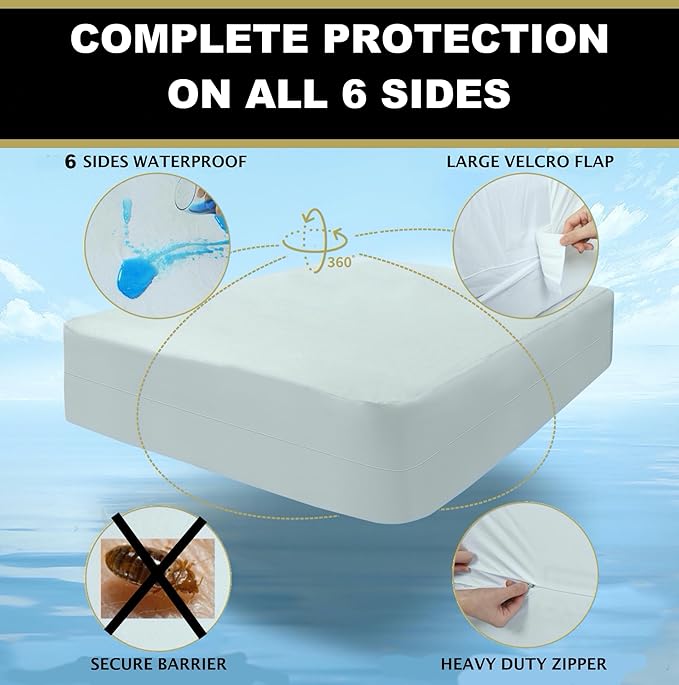 MATTSHIELD Ultimate 3-Piece Kit - Bed Bug-Proof Mattress Cover Calif King 100% Cotton Top + 2 Queen Pillow Protectors with Zipper - 6 Sided Waterproof Encasement, Total Defense Kit