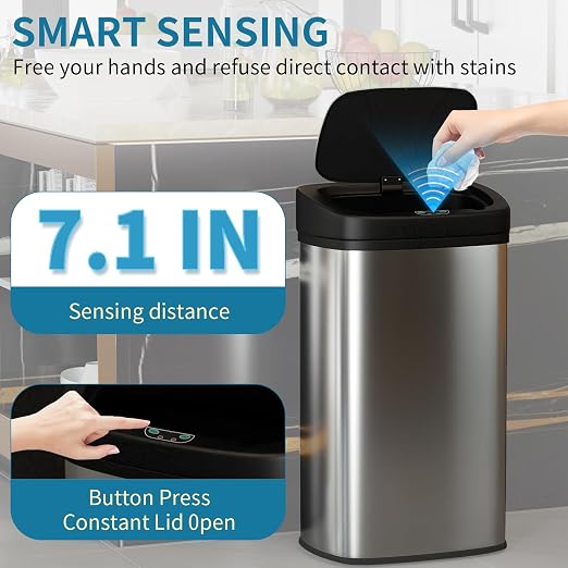 BestOffice 22 Gallons Automatic Sensor Large Kitchen Trash Can with Stainless Steel, Touchless Garbage Bin with Lid for Kitchen, Home, Office Waste Bin 82L - Image 6
