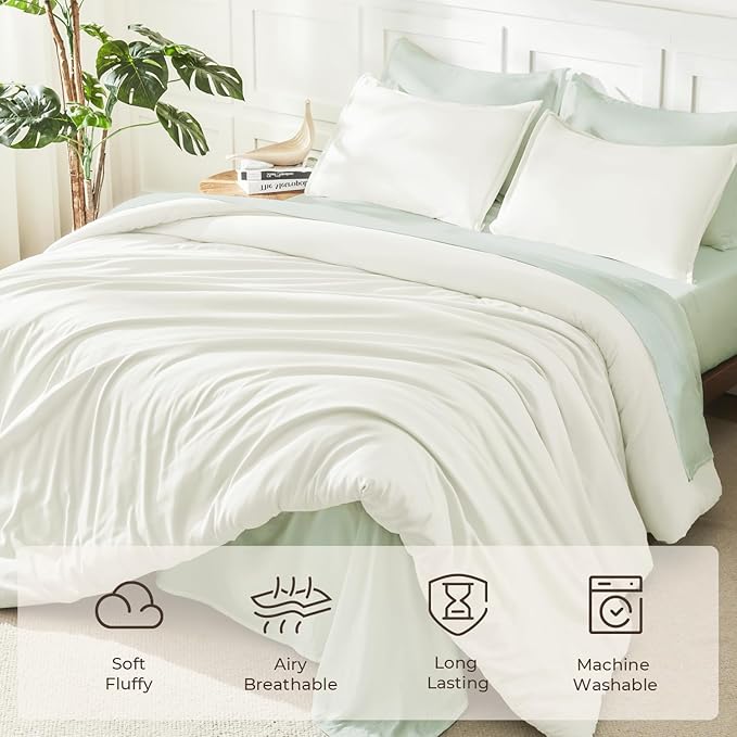 Litanika Twin XL Comforter Set Ivory - 2 Pieces Extra Long Bed Set for College Dorm, All Season Bedding Set for Girls and Boys