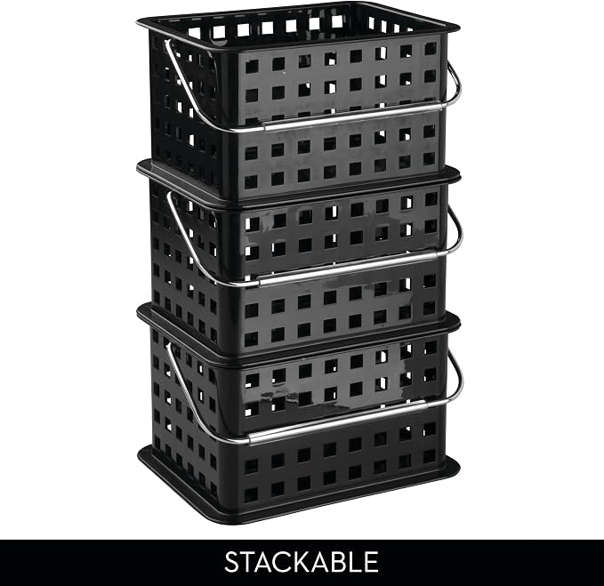 iDesign Plastic Shower Caddy Basket with Handle for Bathroom or College Dorm - Black - Made in USA - Image 5