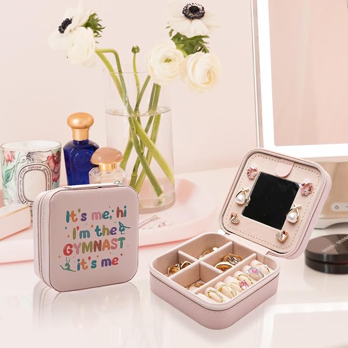 Gymnastics Gifts Jewelry Box for Women, Gifts for Gymnast Women Friends, Hi I'm The Gymnast Gymnastics Stuff Accessories, Small Travel Jewelry Case Organizer for Gymnastic Team - Image 5