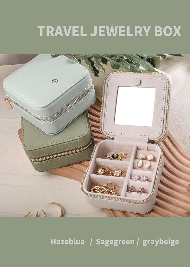 S.Leaf Initial Travel Jewelry Case - Portable Jewelry Box for Women - Small, Gift Boxes - Organizer Box - Letter R - Image 6