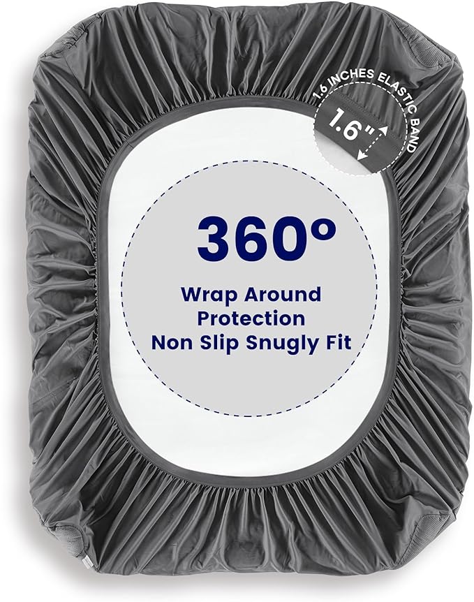 SLEEP ZONE Waterproof Mattress Pad King, Breathable Mattress Topper Quilted Fitted Cover Protector with Deep Pockets fits 8-21 inch, Gray