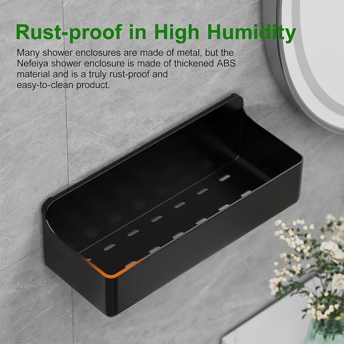 Adhesive Shower Caddy 6 Pack Rustproof Shower Shelves for Inside Shower No Drilling Bathroom Organizers and Storage with Soap Holder Large Rack Clear Black - Image 3