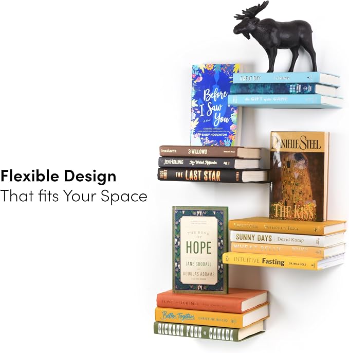 xympo Floating Invisible Bookshelf Wall Mounted (Set of 4) - Aluminum - Turn Books into Floating Shelves - Image 7