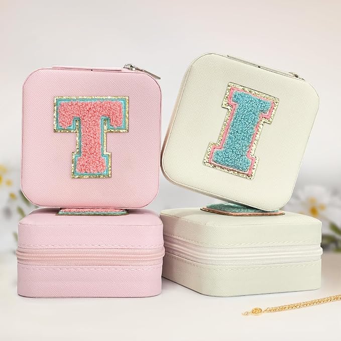 SANDJEST Personalized Jewelry Box, White Travel Jewelry Box with Initial I, Small Monogrammed Jewelry Case Organizer for Girls Women Teen Kids, Mini Travel Essentials Gifts for Birthday Christmas - Image 6