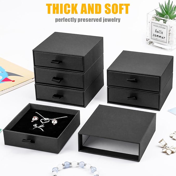 Jewelry Gift Boxes, 20 Pack 3.5×3.5x1Inch Cardboard Jewelry Boxes, Bulk Small Jewelry Boxes with Lids for Necklace Ring Earring Display Box (Black) - Image 4