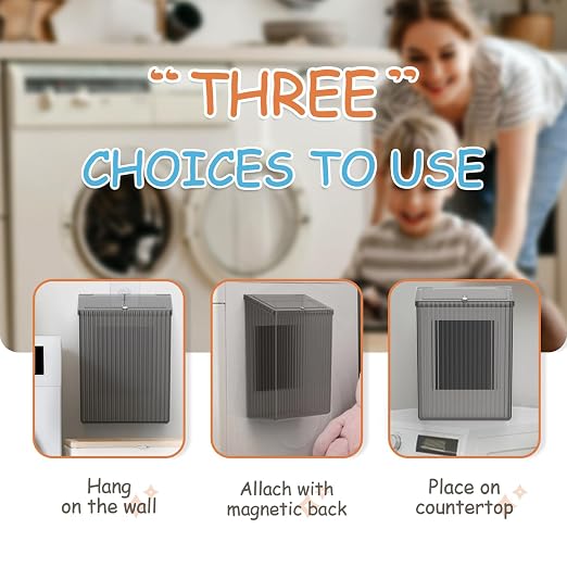 Sealegend Magnetic Slim Trash Can Wastebasket with Lid, Lint Bin, Storage Bins Perfect for Kitchen, Fridge, Cabinet, Bathroom, Laundry Room Organization, Black - Image 6