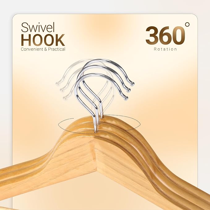 Utopia Home Premium Wooden Hangers 80 Pack - Durable & Slim Coat Hanger - Suit Hangers with 360-Degree Rotatable Hook - Wood Hangers with Shoulder Grooves (Natural Color) - Image 3
