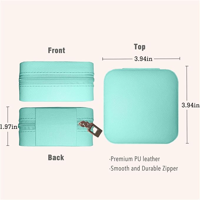 Small Travel Jewelry Box, Portable Mini Jewelry Leather Box Jewelry Ring Organizer Case Storage Holder Gift Boxes for Girls Women, Blue - Image 5