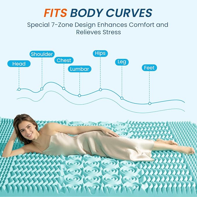 4 Inch Dual Layer Memory Foam Mattress Topper - 2 Inch 1000GSM Fluffy Soft Pillow Top Mattress Pad Cover and 2 Inch Egg Crate Cooling Gel Memory Foam for Back Pain Relief, (Full,54"x75")