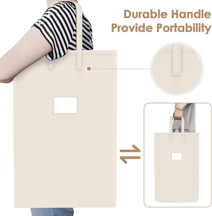 75L Large Laundry Hamper with Handles, Dirty Clothes Hamper for Bedroom Waterproof, Freestanding Tall Laundry Basket Waterproof, Hamper for Bedroom, Bathroom, Dorm, Toys Storage(Ivory） - Image 5