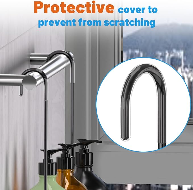 YUOROS Hanging Shower Caddy, Over the Door Shower Organizer Rack 304 Stainless Steel Rustproof Bathroom Storage Shampoo Holder Basket (Black) - Image 4