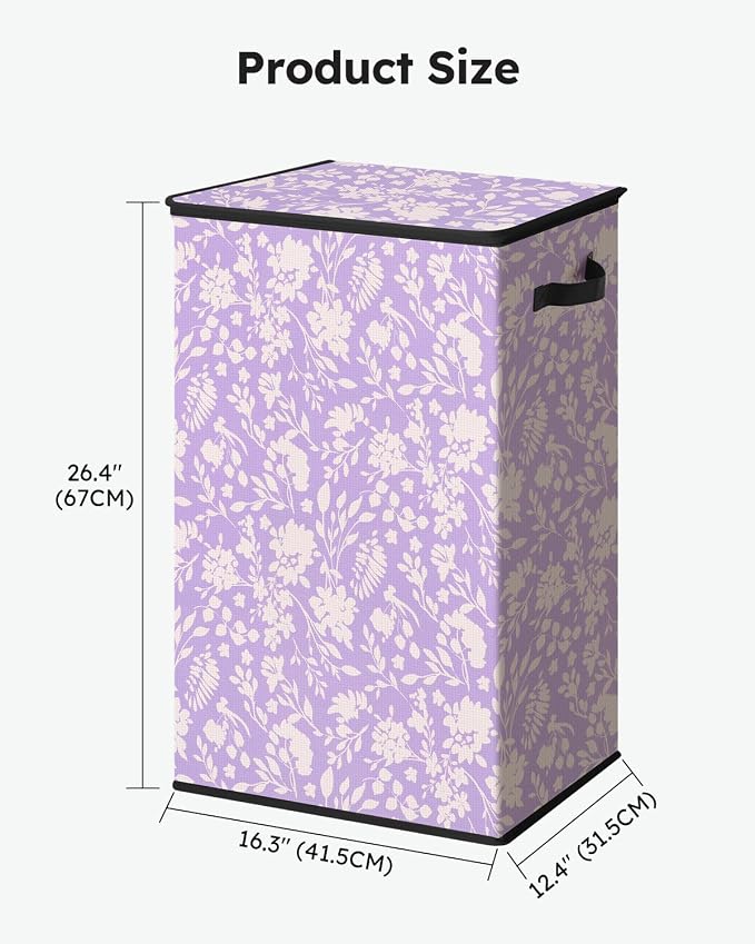 SOLEDI Laundry Hamper with Lid, 90L Tall & Large Floral Laundry Basket, Collapsible Clothes Hamper with Removable Bag, Dirty Hampers for Bedroom, Bathroom, Laundry Room - Image 9