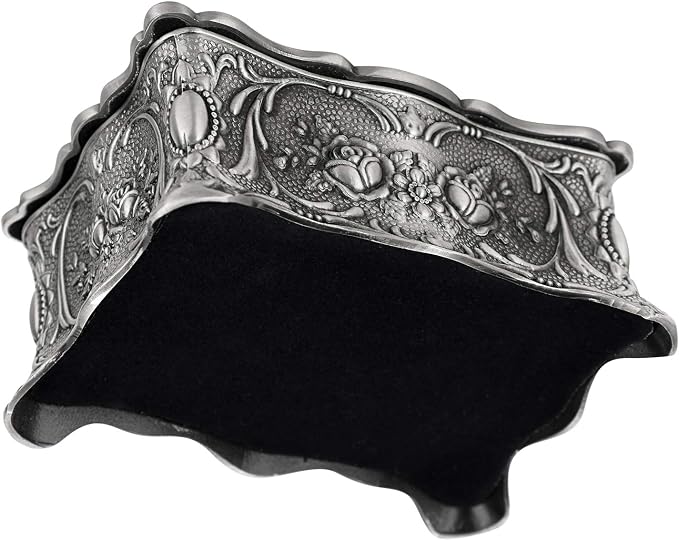 Hipiwe Vintage Jewelry Box, Small Enameled Trinket Box Organizer Rectangular Treasure Chest Box Jewelry Decorative box Keepsake Gift Box Case for Women,3.7x 2.7x 2 inch - Image 8