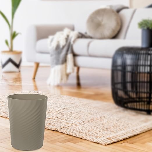 UUJOLY Plastic Small Trash Can Wastebasket, Garbage Container Basket for Bathrooms, Laundry Room, Kitchens, Offices, Kids Rooms, Dorms, (Khaki, 1.8 Gallon) - Image 4