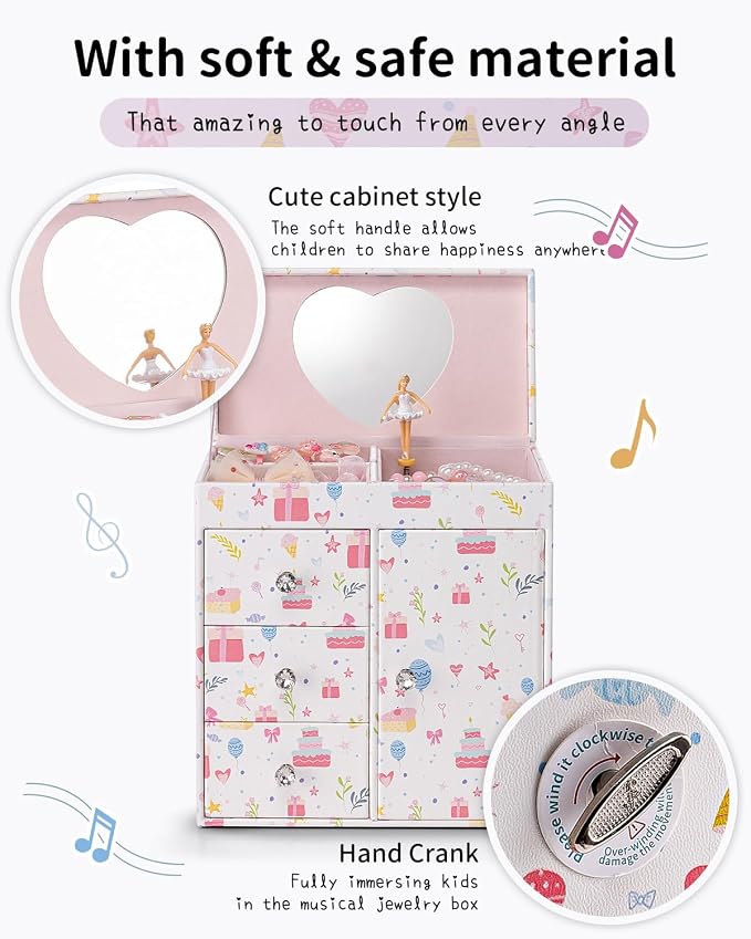 VLANDO Musical Jewelry Box for Girls, Large Kid Music Box with Ballerina for Birthday Bedroom Decor, 4 Layer Girl Jewelry Gifts for Girls Kids - Fantasy - Image 3