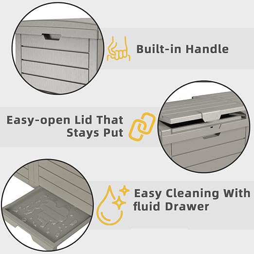 EFU 38 Gallon Outdoor Trash Can with Lid & Drip Tray, Dual Garbage Can for Patio Backyard Deck,Large Heavy Duty Waste Container Bin，Light Coffee - Image 5