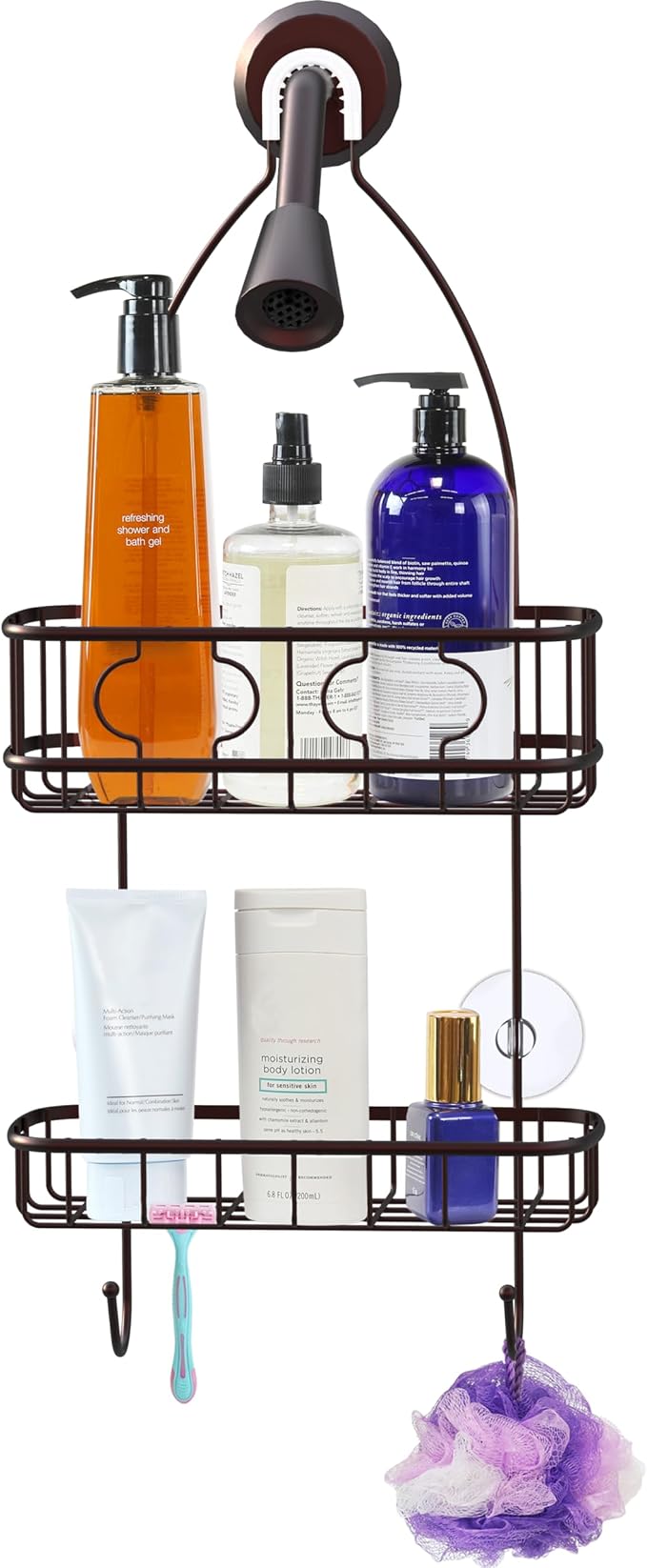 Simple Houseware Bathroom Hanging Shower Head Caddy Organizer, Bronze (22 x 10.2 x 4.2 inches) - Image 4