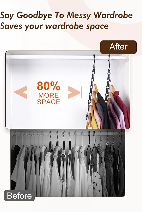 HOUSE DAY Closet Organizers and Storage 12 Pack, College Dorm Room Essentials, Multifunctional Organizer Magic Space Saving Hangers with 5 Holes, Storage Organization for Wardrobe Closet - Image 2
