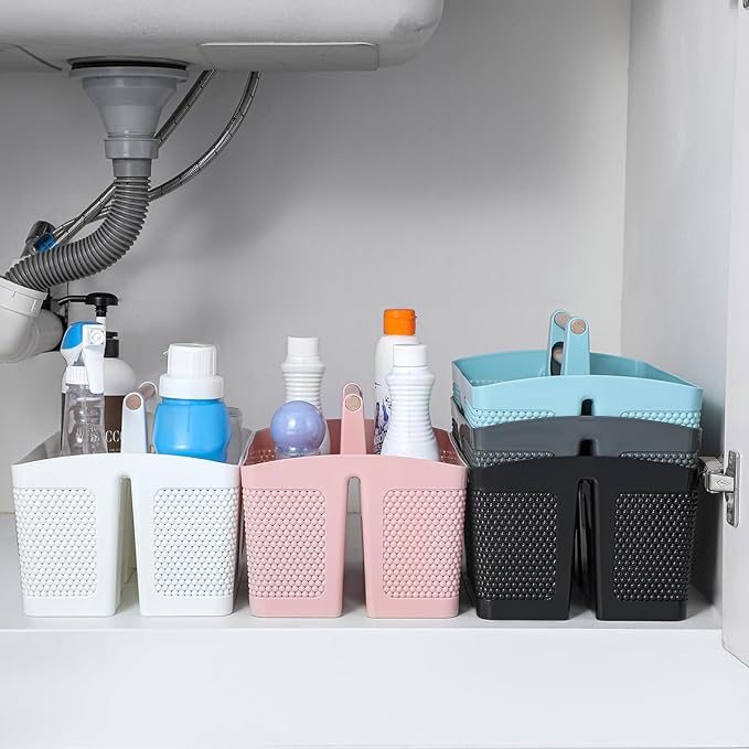 rejomiik Portable Shower Caddy Basket Plastic Cleaning Caddy Organizer Storage Tote with Handle for Bathroom, College, Dorm Room Essentials, Grey - Image 6